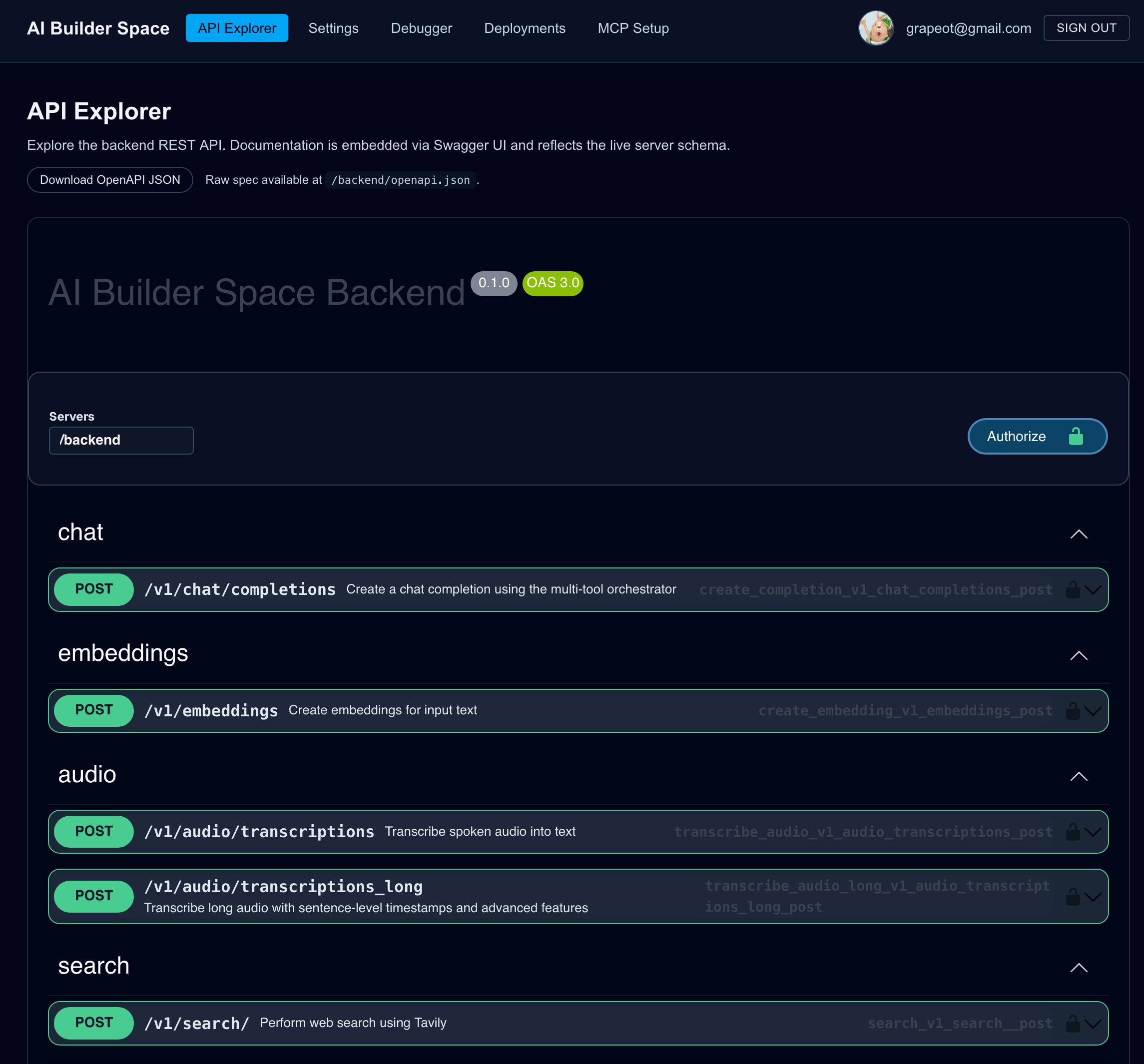 AI Builder Space Screenshot