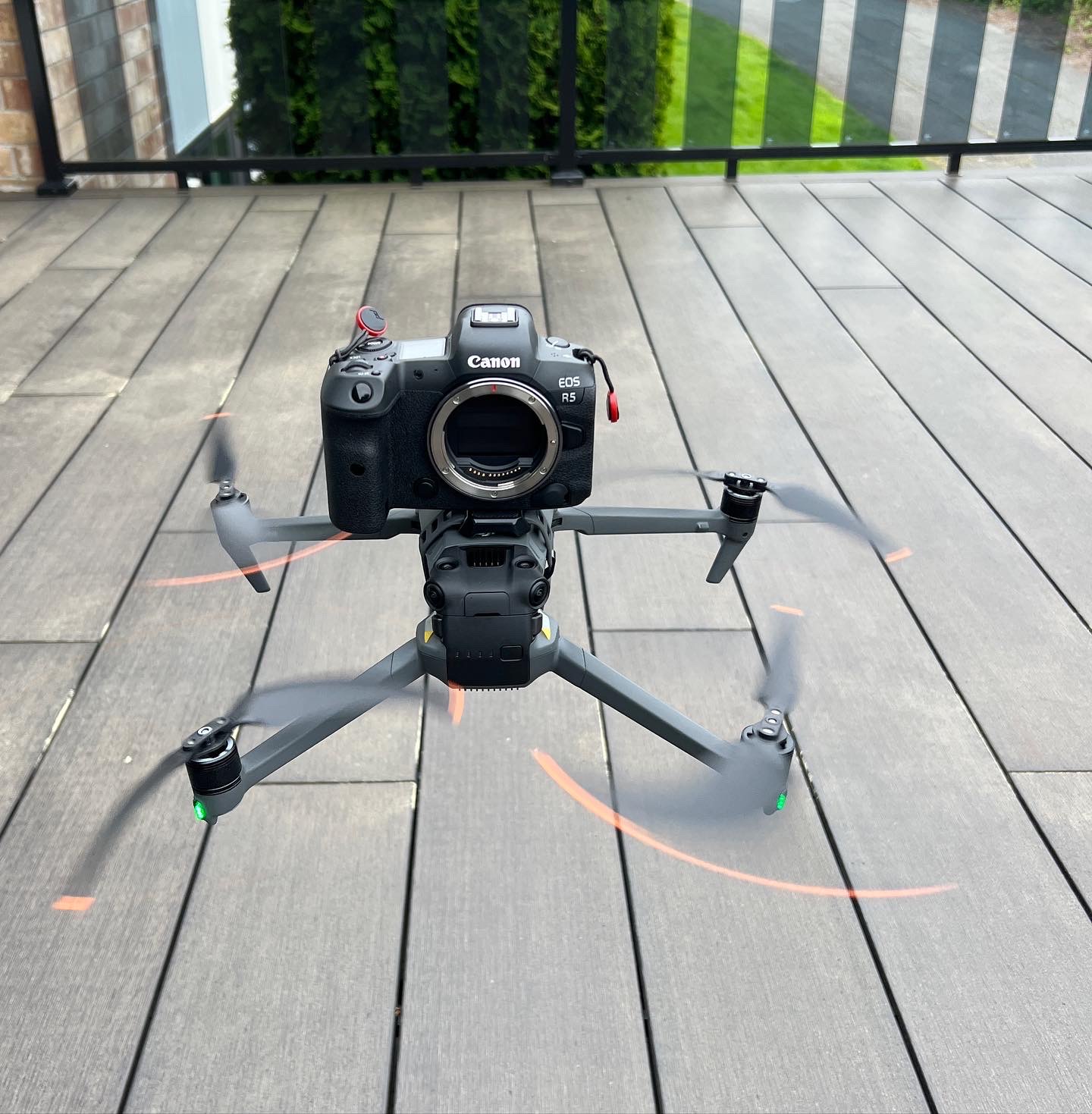 Canon R5 body on a drone